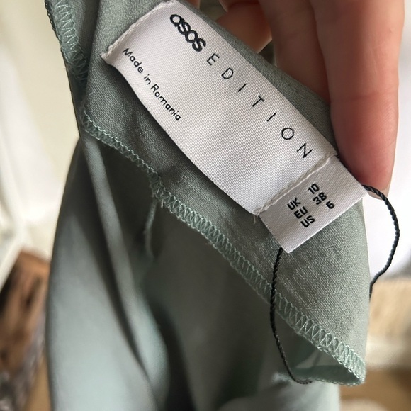 ASOS EDITION oversized midi dress with tiered hem in dusky blue size 6 - Picture 10 of 10